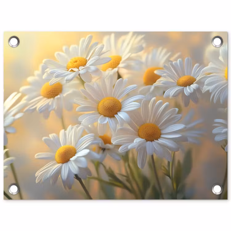 Tuinposter - Madeliefjes - Wit - Zonlicht — 1