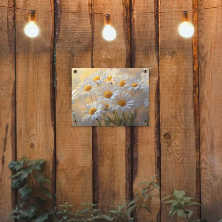 Tuinposter - Madeliefjes - Wit - Zonlicht — 2