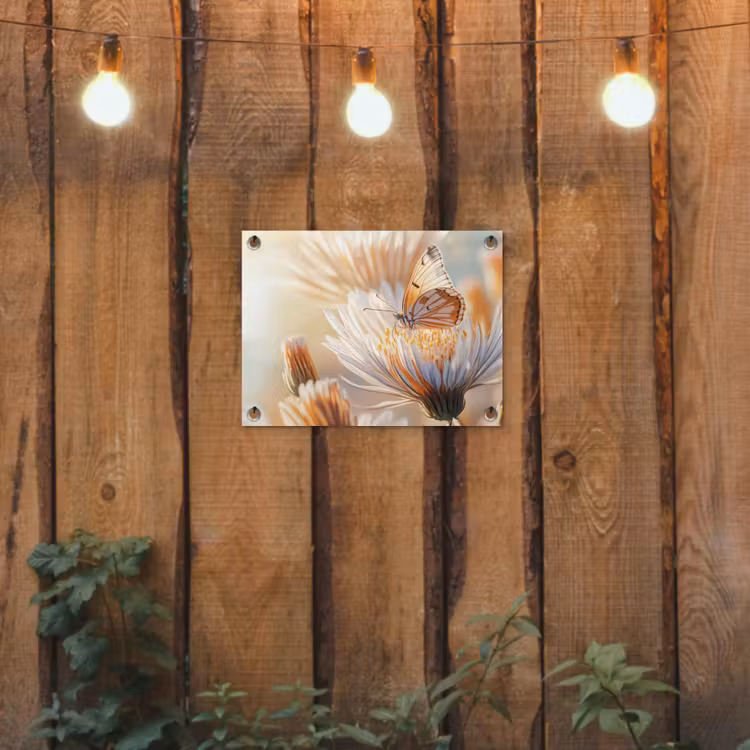 Tuinposter - Vlinder - Bloem - Oranje — 2