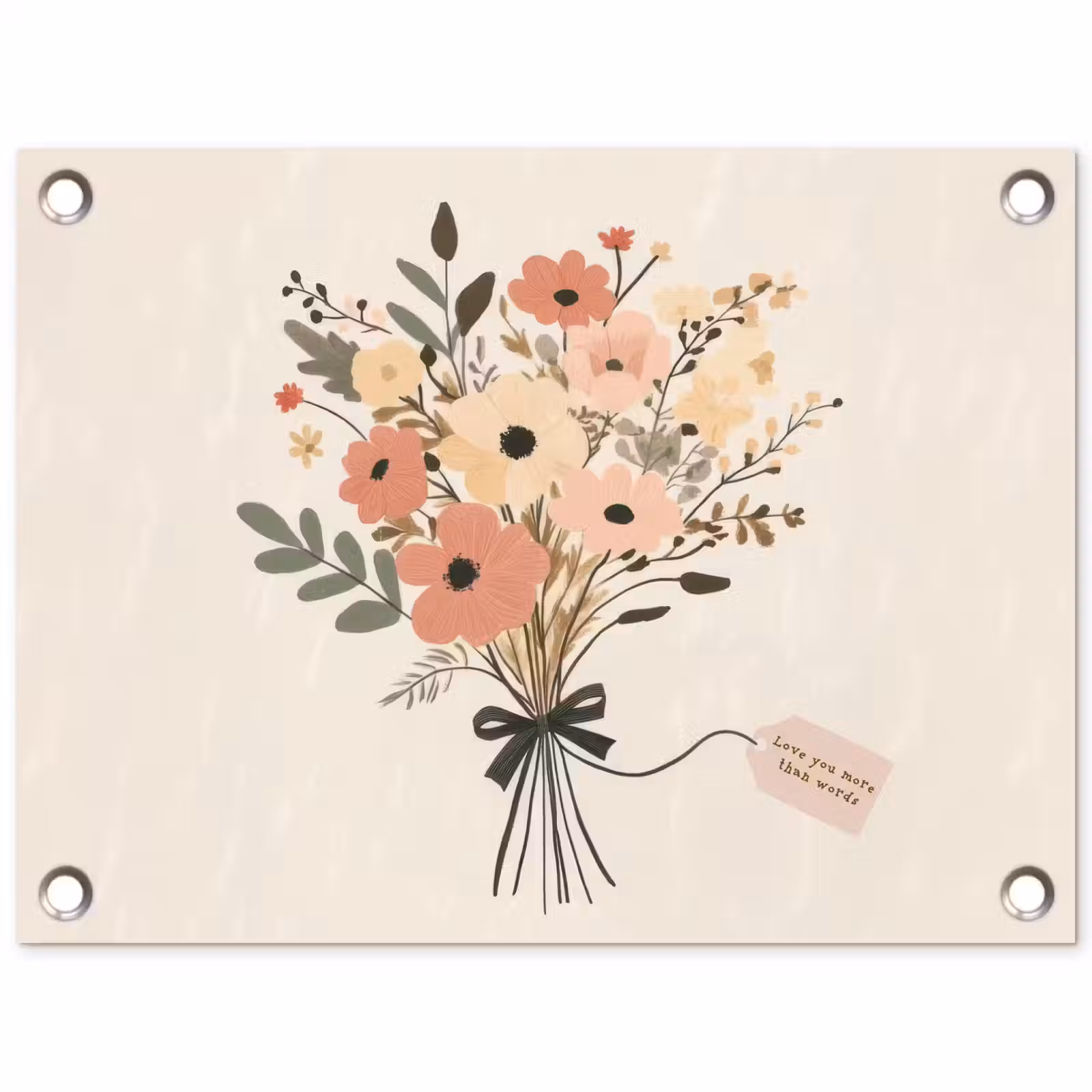 Tuinposter - Bloemen - Quote - Beige - Lint — 1