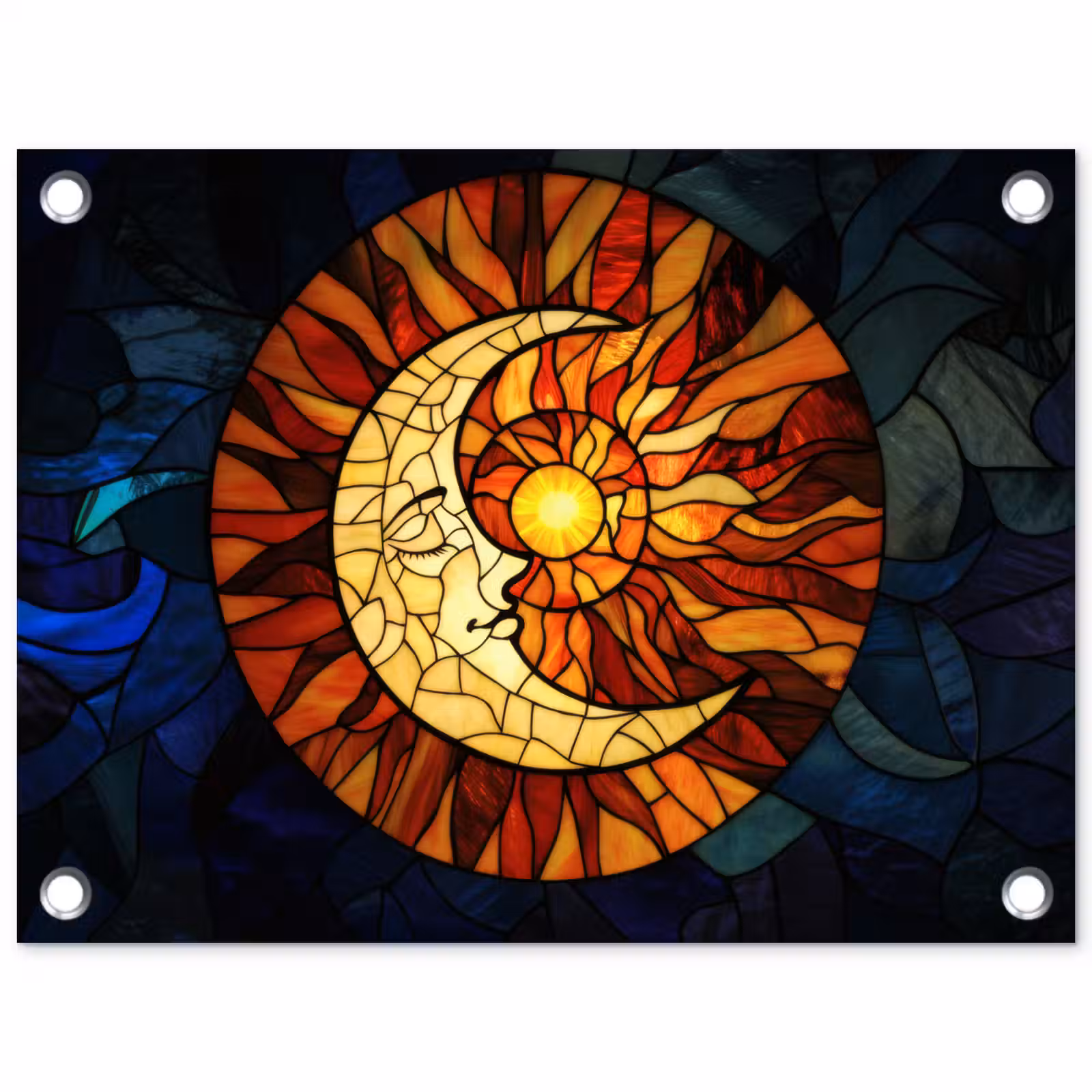 Tuinposter - Mozaïek - Glas - Maan - Donkerblauw — 1