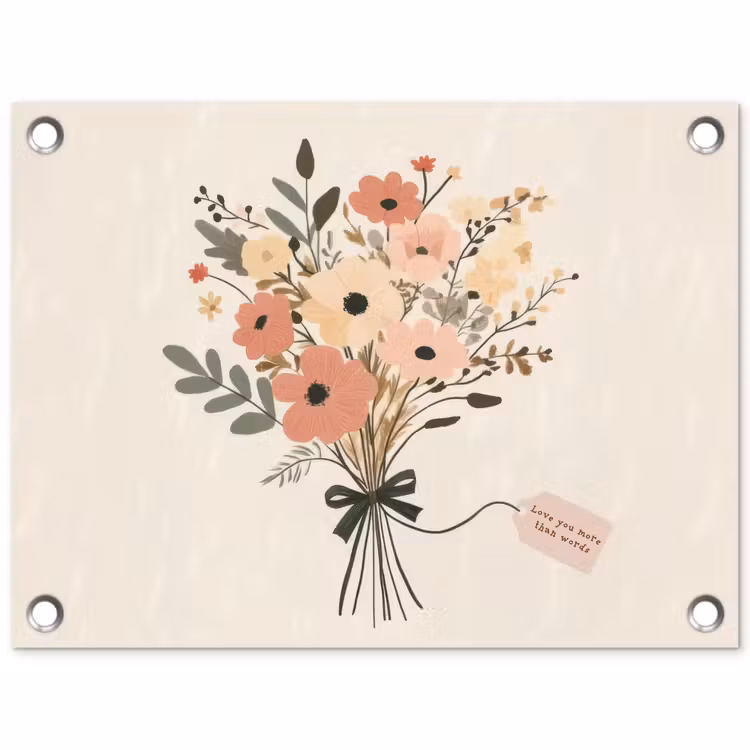 Tuinposter - Bloemen - Quote - Beige - Lint — 1