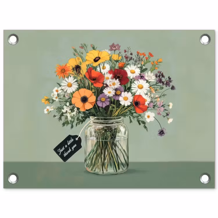 Tuinposter - Bloemen - Vaas - Kaartje — 1