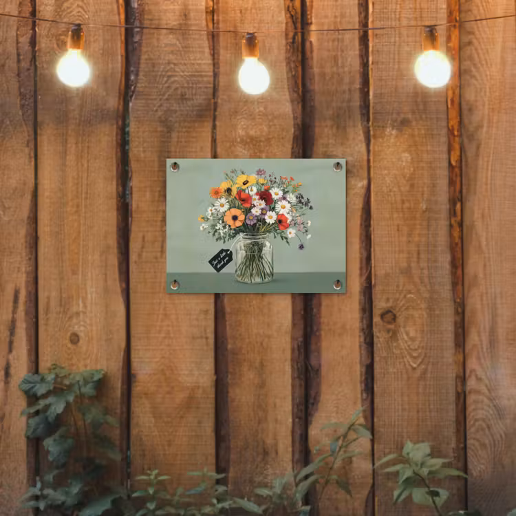 Tuinposter - Bloemen - Vaas - Kaartje — 2