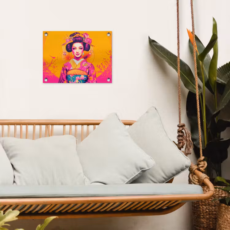 Tuinposter - Bloemen - Vrouw - Kimono - Roze — 5