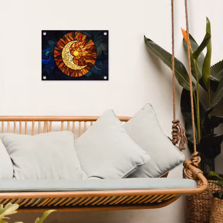 Tuinposter - Mozaïek - Glas - Maan - Donkerblauw — 5