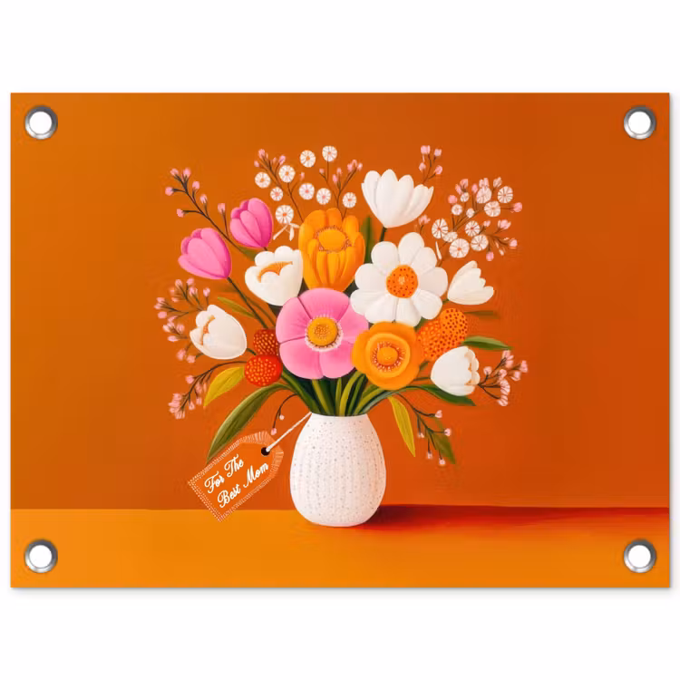 Tuinposter - Vaas - Bloemen - Oranje — 1