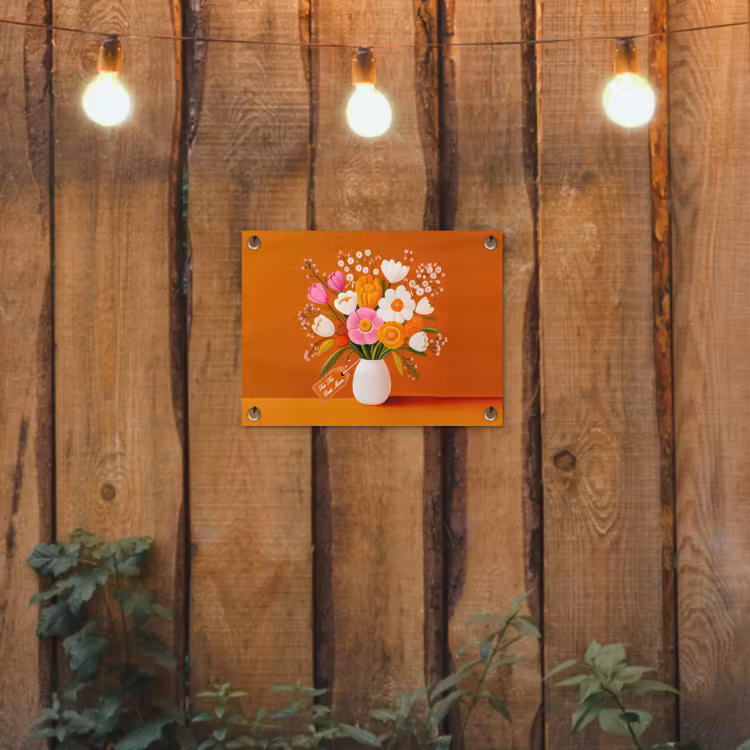 Tuinposter - Vaas - Bloemen - Oranje — 2