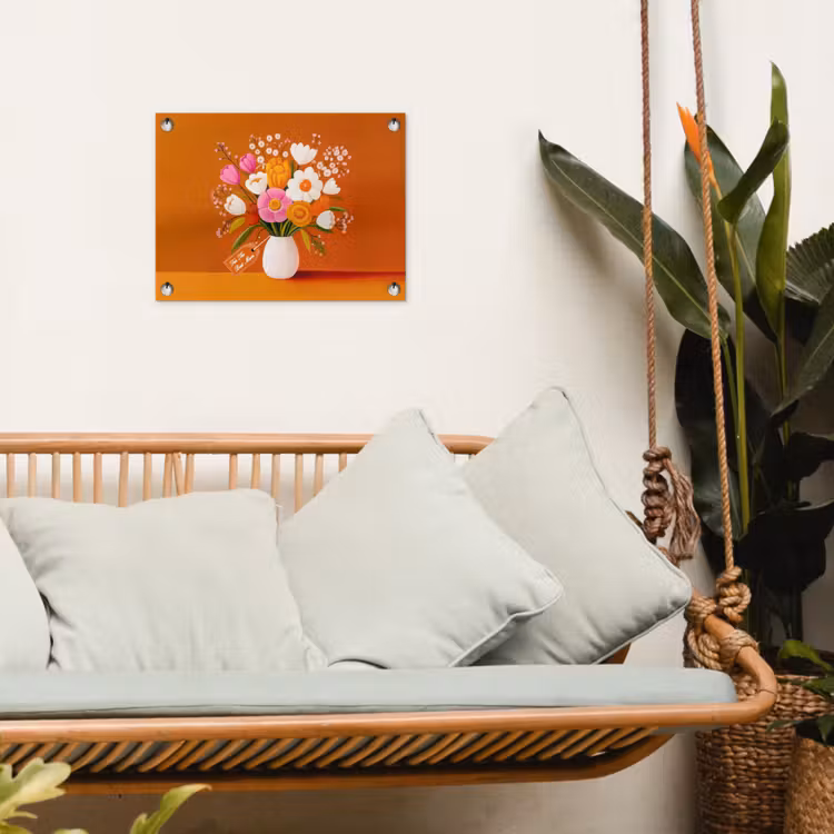 Tuinposter - Vaas - Bloemen - Oranje — 5