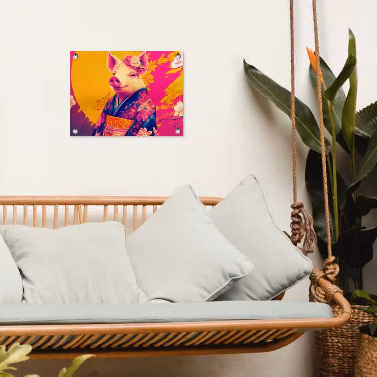 Tuinposter - Varken - Bloemkroon - Kimono - Abstract — 5