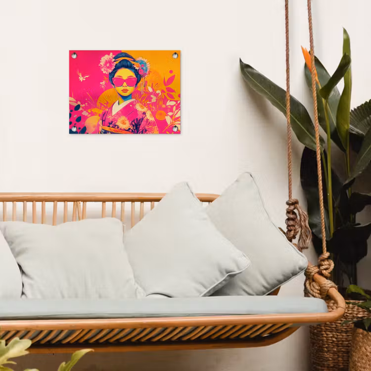 Tuinposter - Vrouw - Zonnebril - Abstract - Oranje — 5
