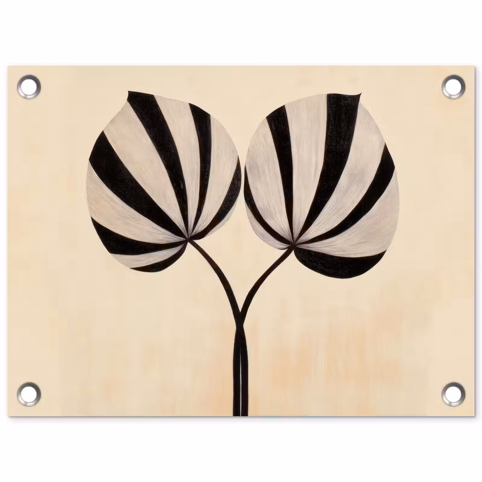 Tuinposter - Bladeren - Gestreept - Stengel - Beige — 1