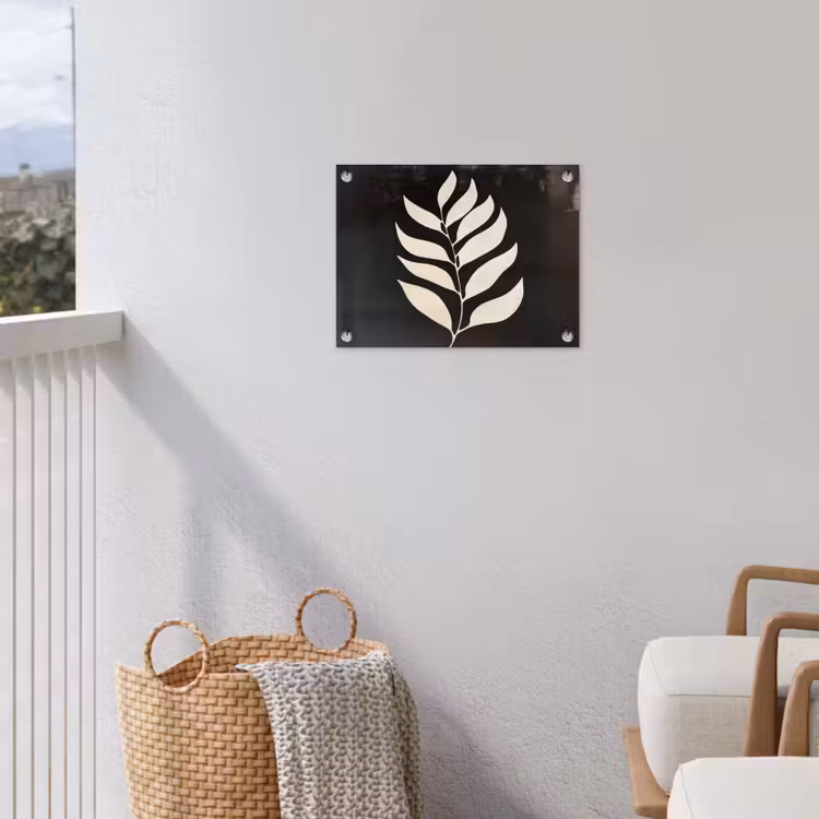 Tuinposter - Blad - Wit - Minimalistisch — 3