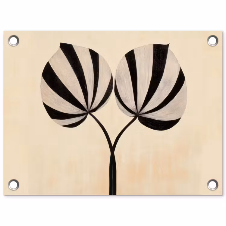 Tuinposter - Bladeren - Gestreept - Stengel - Beige — 1