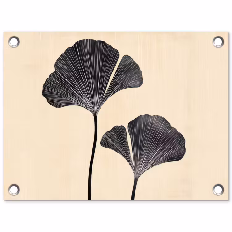 Tuinposter - Bladeren - Minimalistisch - Zwart — 1