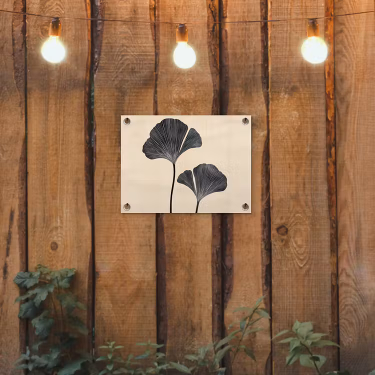 Tuinposter - Bladeren - Minimalistisch - Zwart — 2