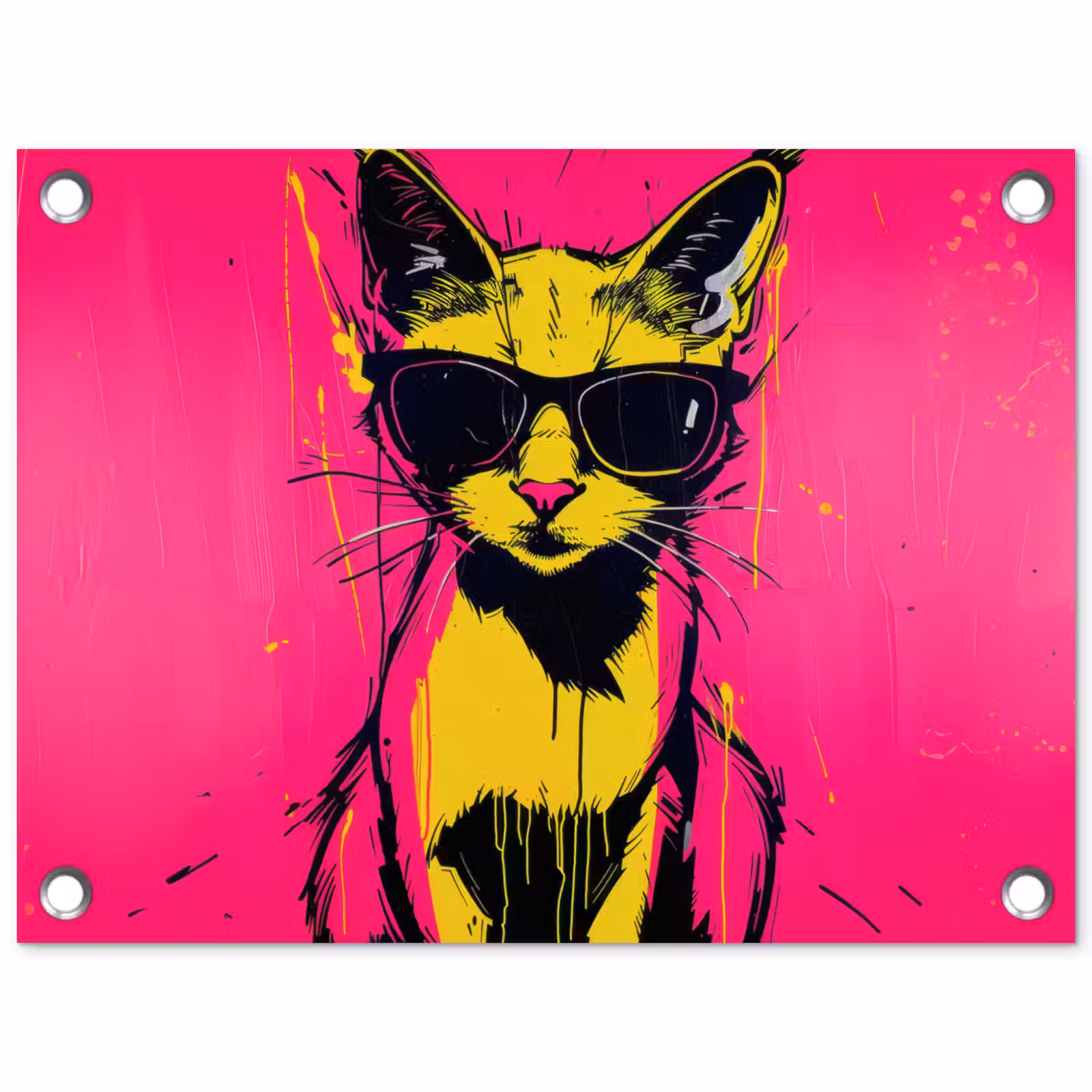 Tuinposter - Kat - Art - Zonnebril - Roze — 1
