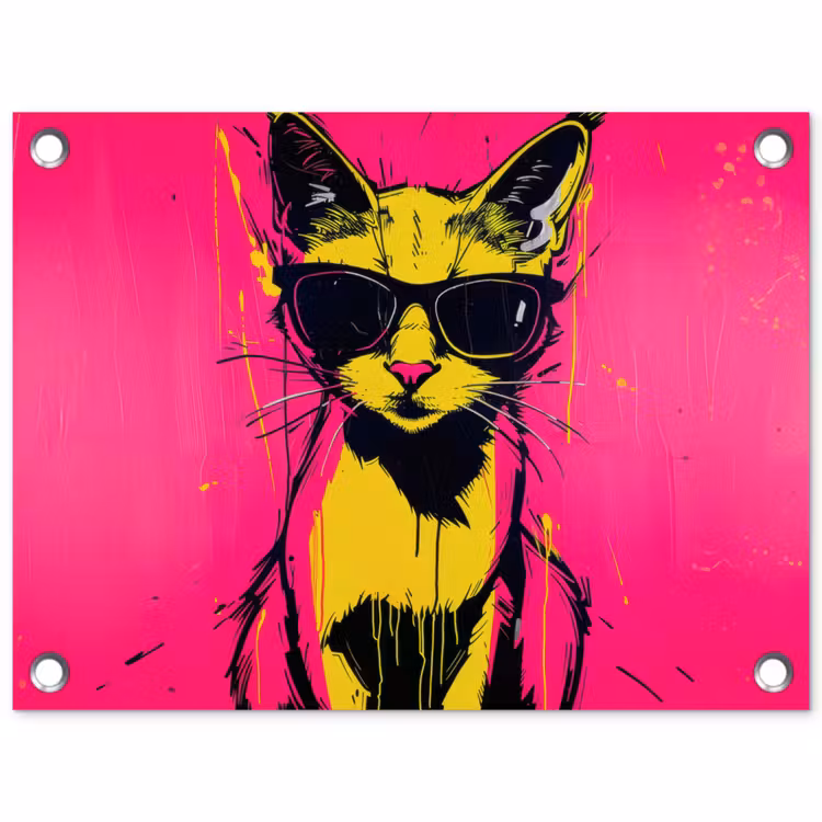 Tuinposter - Kat - Art - Zonnebril - Roze — 1