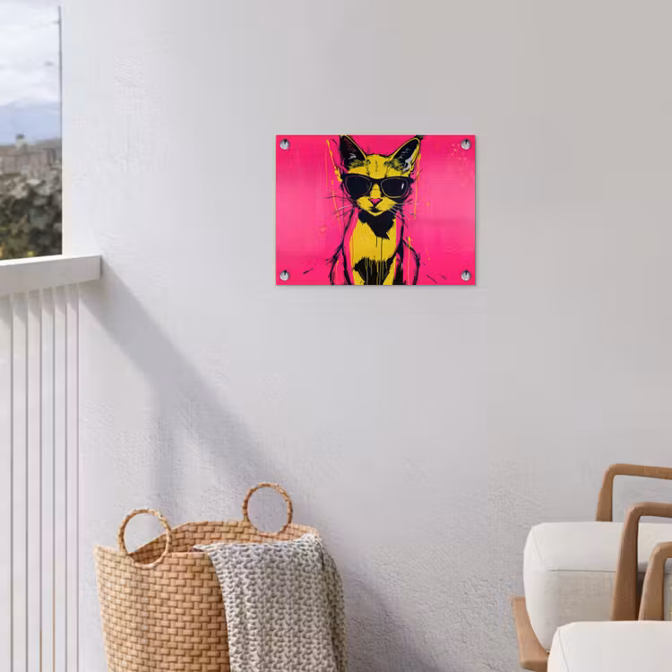 Tuinposter - Kat - Art - Zonnebril - Roze — 3