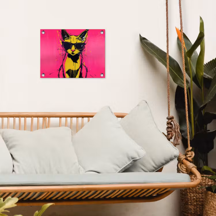Tuinposter - Kat - Art - Zonnebril - Roze — 5