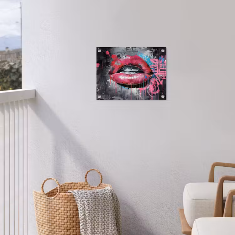 Tuinposter - Lippen - Felroze - Graffiti - Verfstrepen — 3