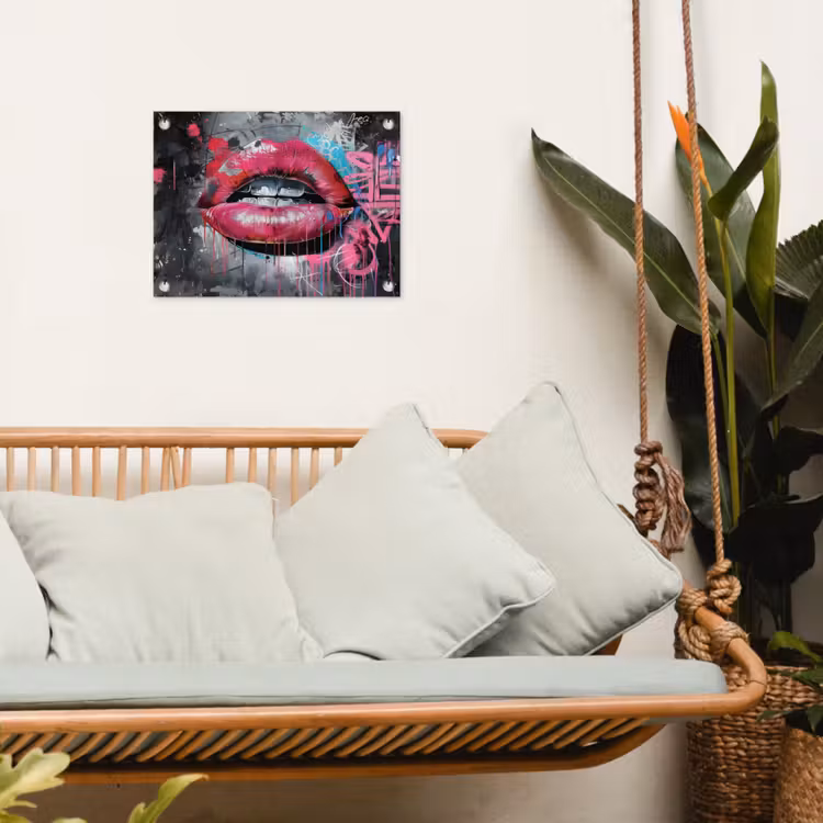 Tuinposter - Lippen - Felroze - Graffiti - Verfstrepen — 5