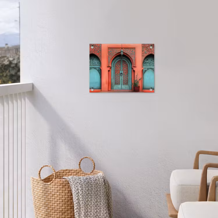 Tuinposter - Lantaarn - Deur - Turquoise — 3
