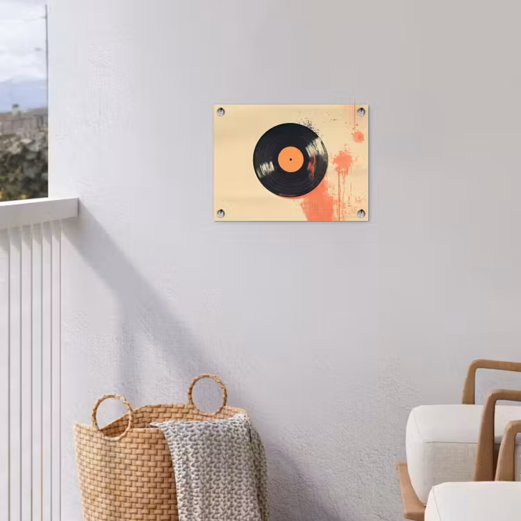 Tuinposter - Vinylplaat - Zwart - Verfspatten - Retro — 3