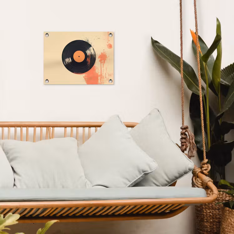 Tuinposter - Vinylplaat - Zwart - Verfspatten - Retro — 5