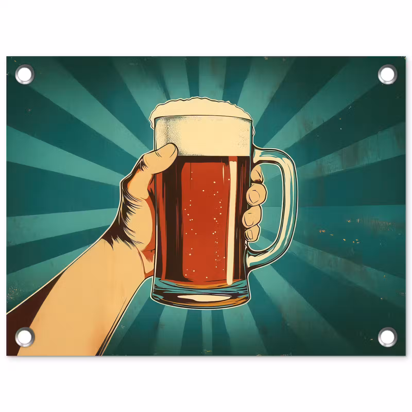 Tuinposter - Bierglas - Schuim - Retro - Groen — 1