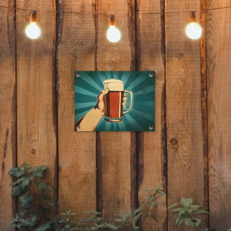 Tuinposter - Bierglas - Schuim - Retro - Groen — 2