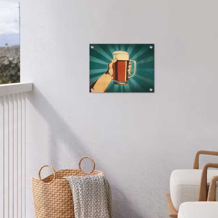 Tuinposter - Bierglas - Schuim - Retro - Groen — 3