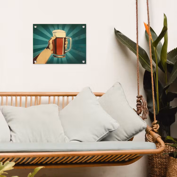 Tuinposter - Bierglas - Schuim - Retro - Groen — 5