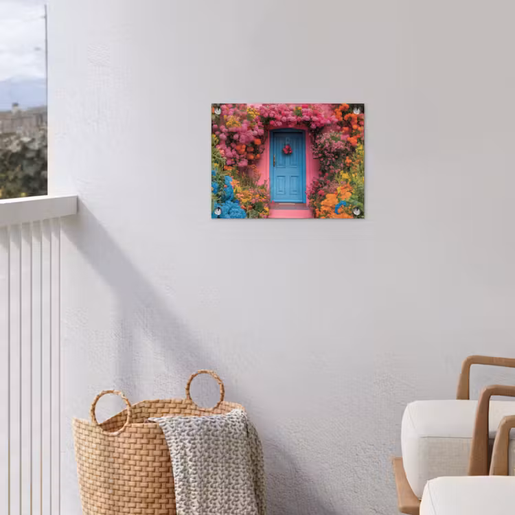 Tuinposter - Bloemen - Deur - Roze — 3