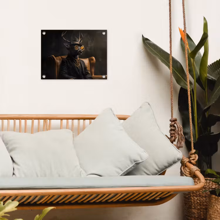 Tuinposter - Hert - Zonnebril - Zwart - Pak — 5