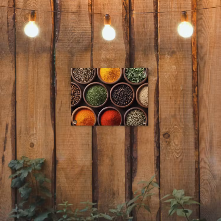 Tuinposter - Bakjes - Hout - Kruiden - Kleurrijk — 2