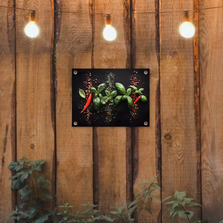 Tuinposter - Chilipepers - Basilicum - Blaadjes - Rood — 2