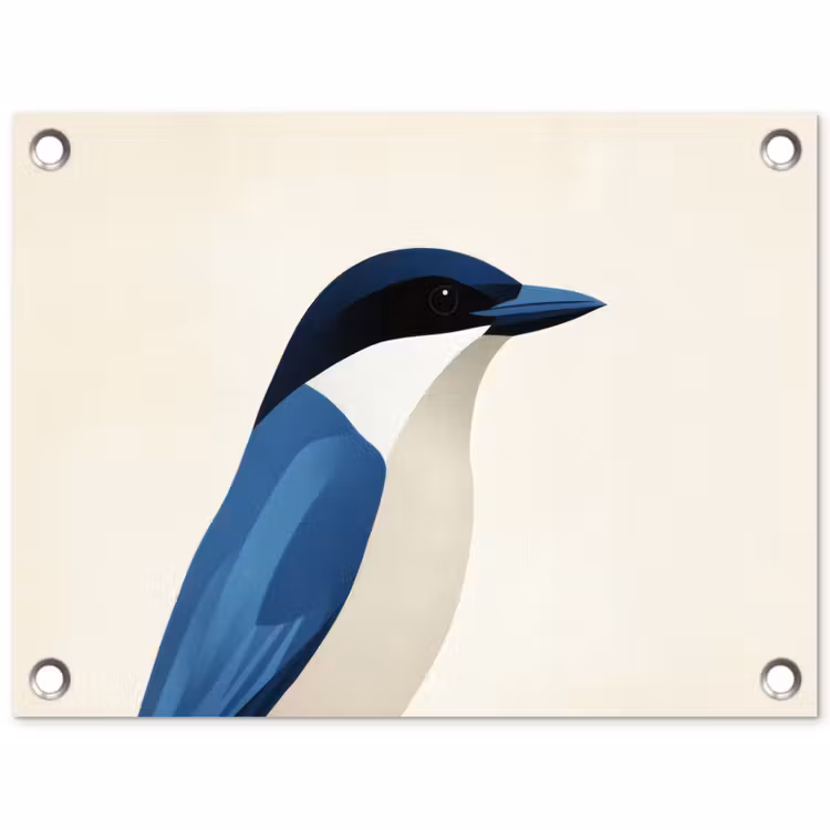 Tuinposter - Illustratie - Blauw - Vogel — 1