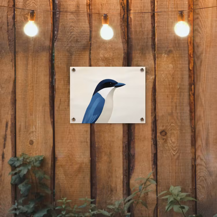Tuinposter - Illustratie - Blauw - Vogel — 2