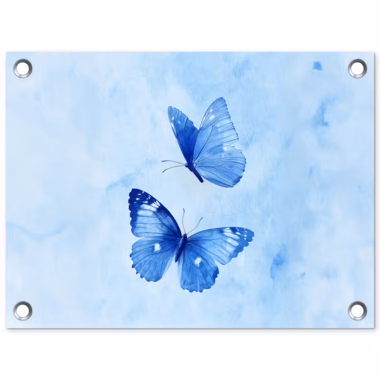Tuinposter - Vlinders - Sierlijk - Blauw — 1