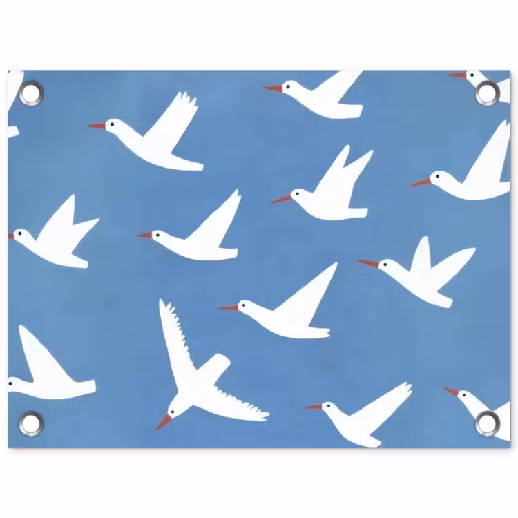 Tuinposter - Vogels - Wit - Patroon — 1