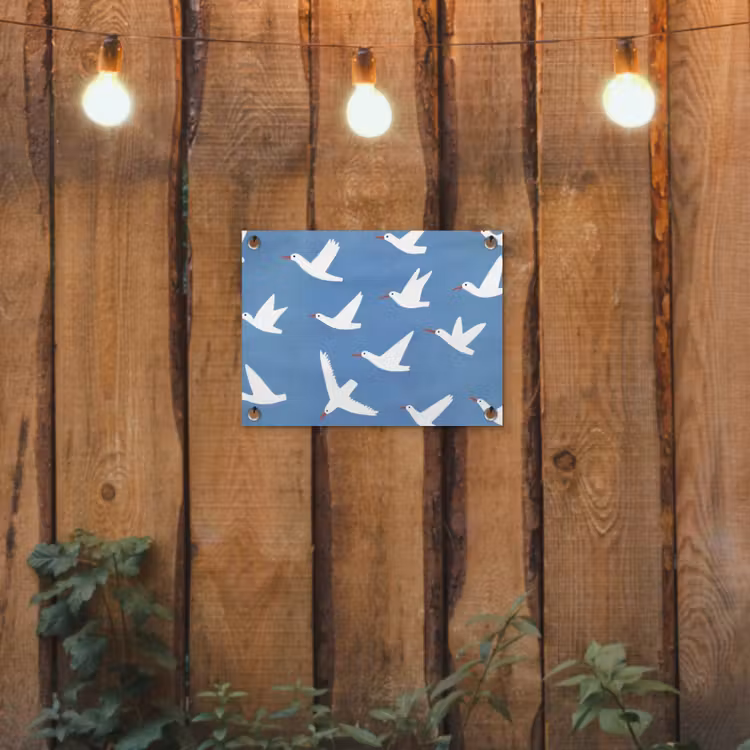 Tuinposter - Vogels - Wit - Patroon — 2