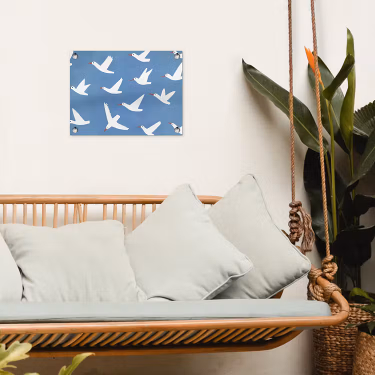 Tuinposter - Vogels - Wit - Patroon — 5
