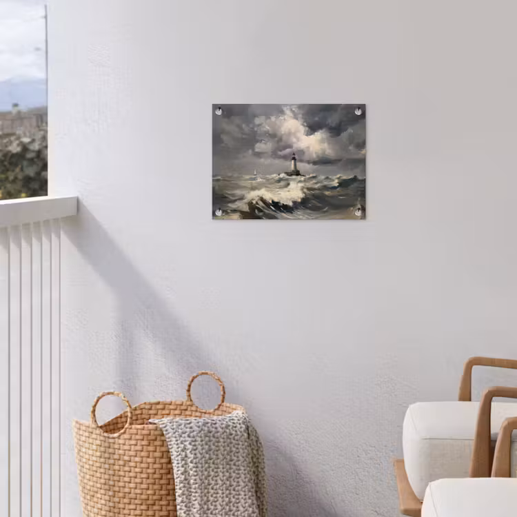 Tuinposter - Vuurtoren - Golven - Storm — 3