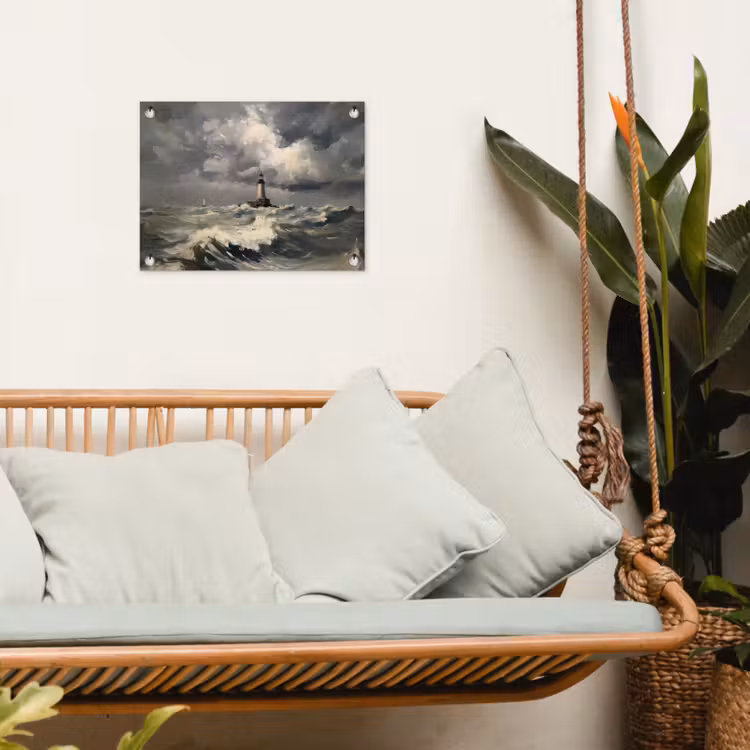 Tuinposter - Vuurtoren - Golven - Storm — 5