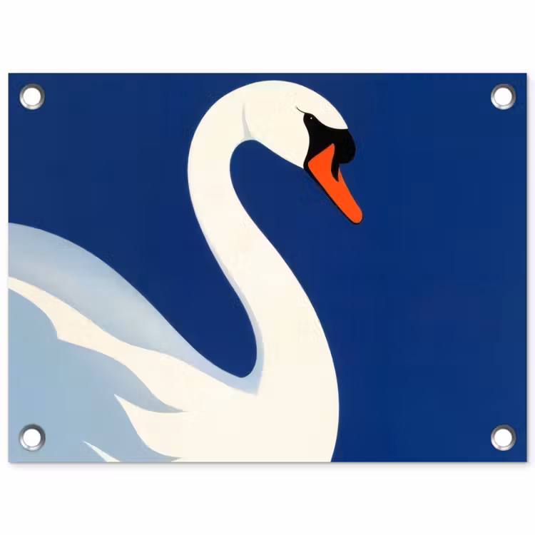 Tuinposter - Zwaan - Wit - Snavel - Illustratie — 1