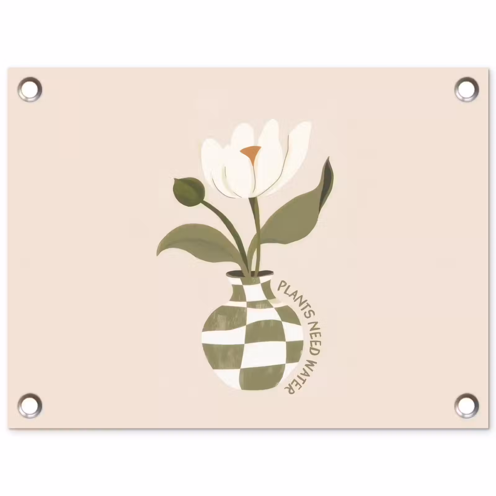 Tuinposter - Bloem - Wit - Vaas - Quote — 1