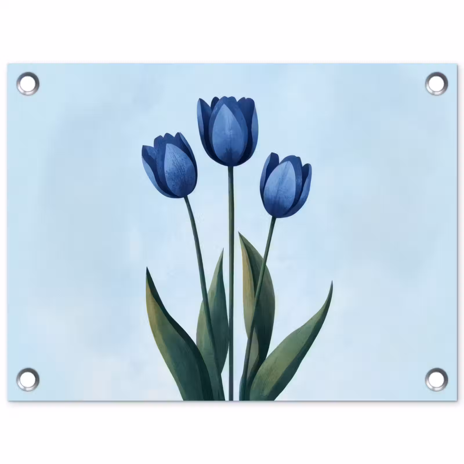 Tuinposter - Tulpen - Blauw - Bladeren — 1