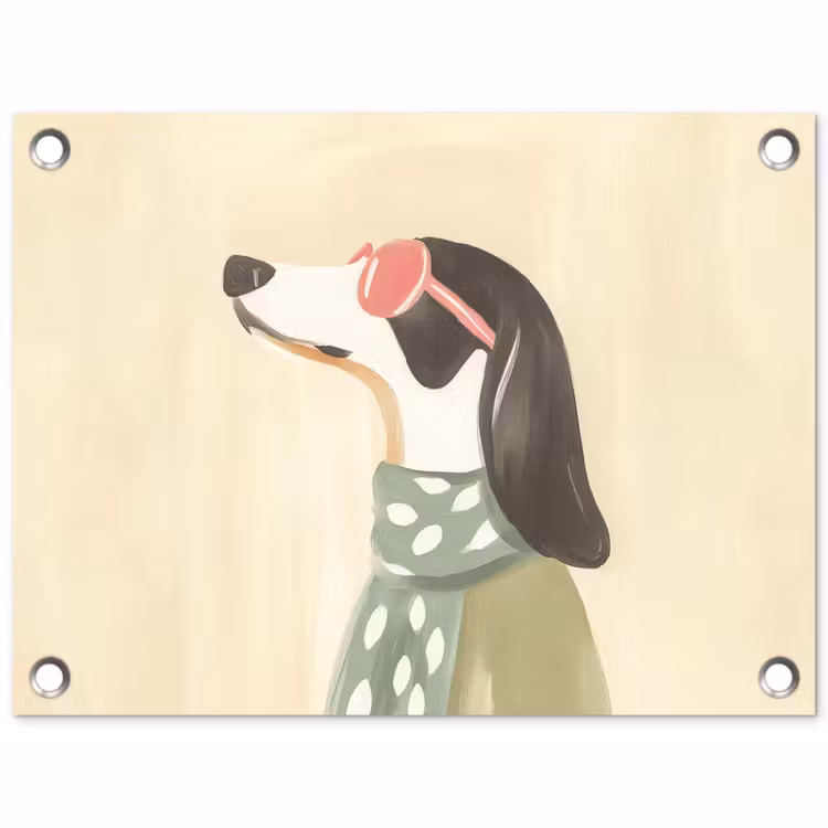 Tuinposter - Hond - Zonnebril - Sjaal — 1