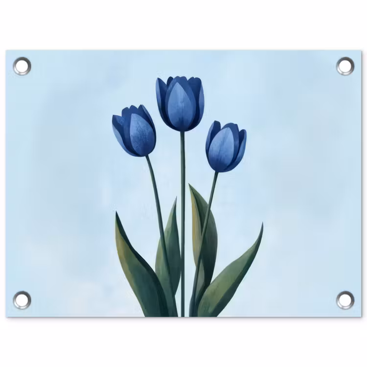 Tuinposter - Tulpen - Blauw - Bladeren — 1